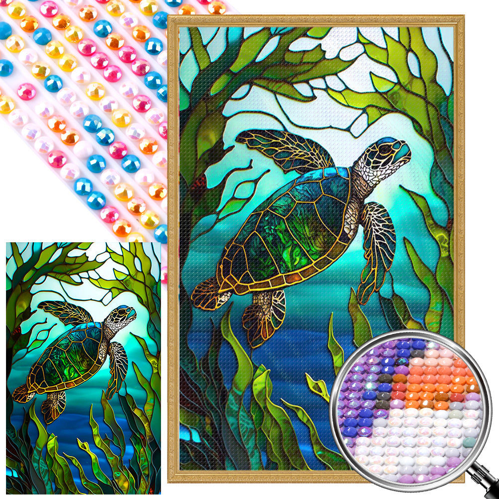 AB Diamond Painting - Full Round - turtle glass art (40*65CM)