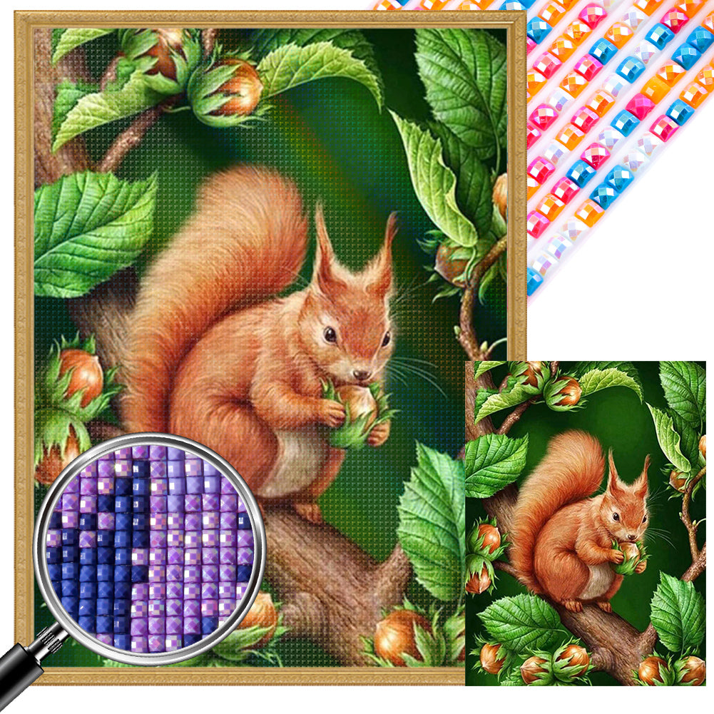 AB Diamond Painting - Full Square - Eating squirrels (45*60CM)