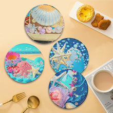 Load image into Gallery viewer, 4 Pcs Seashell Rose House Diamond Art Place Mat with Holder for Dining Tables
