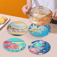Load image into Gallery viewer, 4 Pcs Seashell Rose House Diamond Art Place Mat with Holder for Dining Tables
