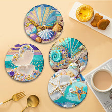 Load image into Gallery viewer, 4 Pcs Seashell Rose House Diamond Art Place Mat with Holder for Dining Tables
