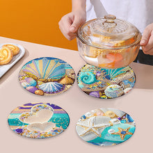 Load image into Gallery viewer, 4 Pcs Seashell Rose House Diamond Art Place Mat with Holder for Dining Tables
