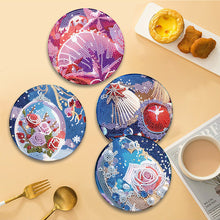 Load image into Gallery viewer, 4 Pcs Seashell Rose House Diamond Art Place Mat with Holder for Dining Tables
