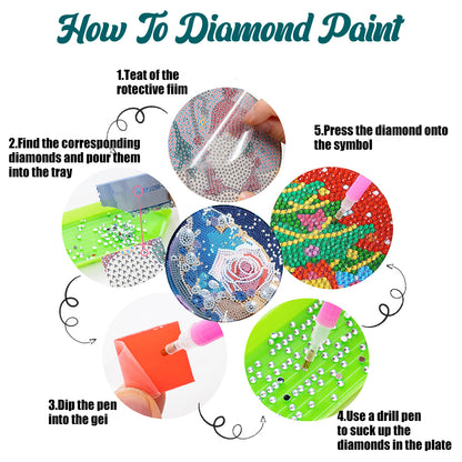 4 Pcs Seashell Rose House Diamond Art Place Mat with Holder for Dining Tables