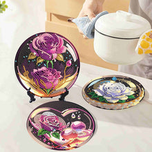 Load image into Gallery viewer, 4 Pcs Seashell Rose House Diamond Art Place Mat with Holder for Dining Tables
