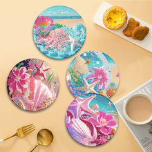 Load image into Gallery viewer, 4 Pcs Seashell Rose House Diamond Art Place Mat with Holder for Dining Tables
