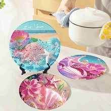 Load image into Gallery viewer, 4 Pcs Seashell Rose House Diamond Art Place Mat with Holder for Dining Tables
