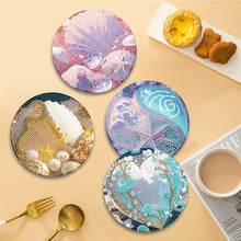 Load image into Gallery viewer, 4 Pcs Seashell Rose House Diamond Art Place Mat with Holder for Dining Tables
