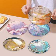 Load image into Gallery viewer, 4 Pcs Seashell Rose House Diamond Art Place Mat with Holder for Dining Tables
