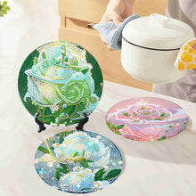 Load image into Gallery viewer, 4 Pcs Seashell Rose House Diamond Art Place Mat with Holder for Dining Tables
