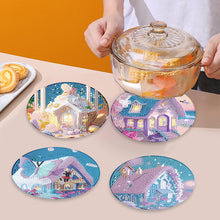 Load image into Gallery viewer, 4 Pcs Seashell Rose House Diamond Art Place Mat with Holder for Dining Tables
