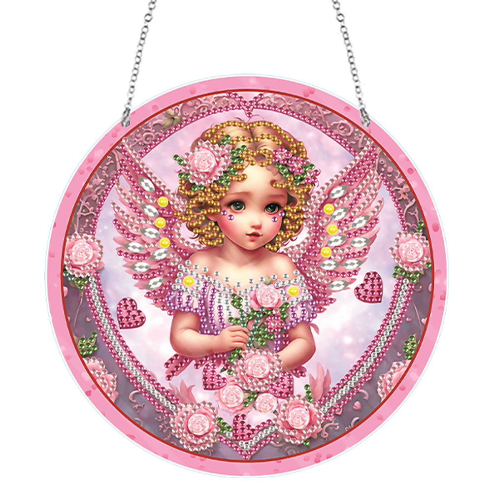 Acrylic Single-Side 5D DIY Character Diamond Painting Dots Pendant Window Decor