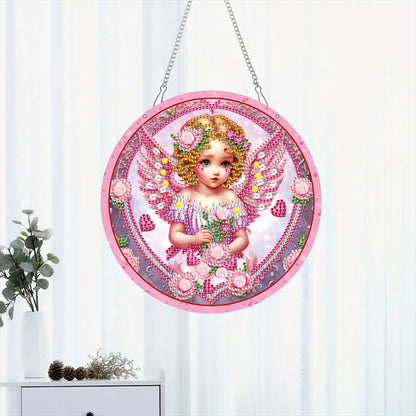 Acrylic Single-Side 5D DIY Character Diamond Painting Dots Pendant Window Decor