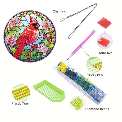 Acrylic Single-Side 5D DIY Animal Diamond Painting Dots Pendant for Window Decor