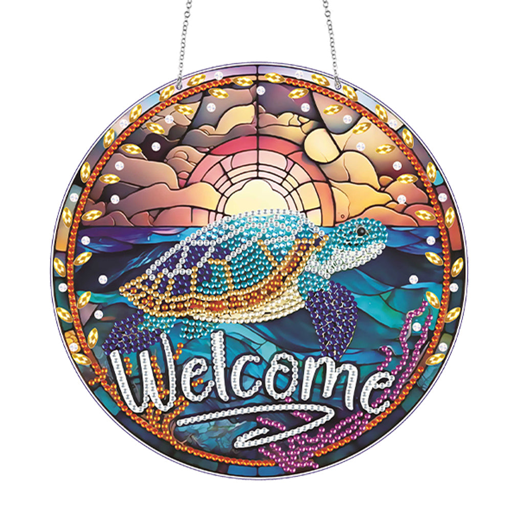 Acrylic Single-Side 5D DIY Animal Diamond Painting Dots Pendant for Window Decor