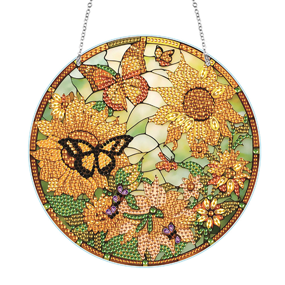 Acrylic Single-Side 5D DIY Animal Diamond Painting Dots Pendant for Window Decor