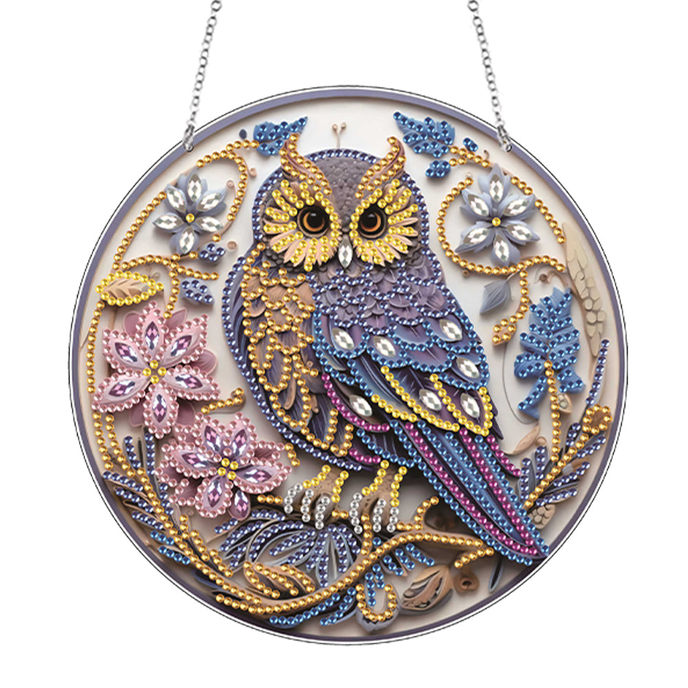 Acrylic Single-Side 5D DIY Animal Diamond Painting Dots Pendant for Window Decor