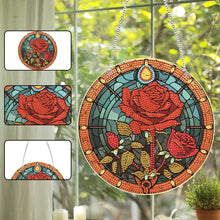 Load image into Gallery viewer, Acrylic Single-Side 5D DIY Flower Diamond Painting Dots Pendant for Window Decor
