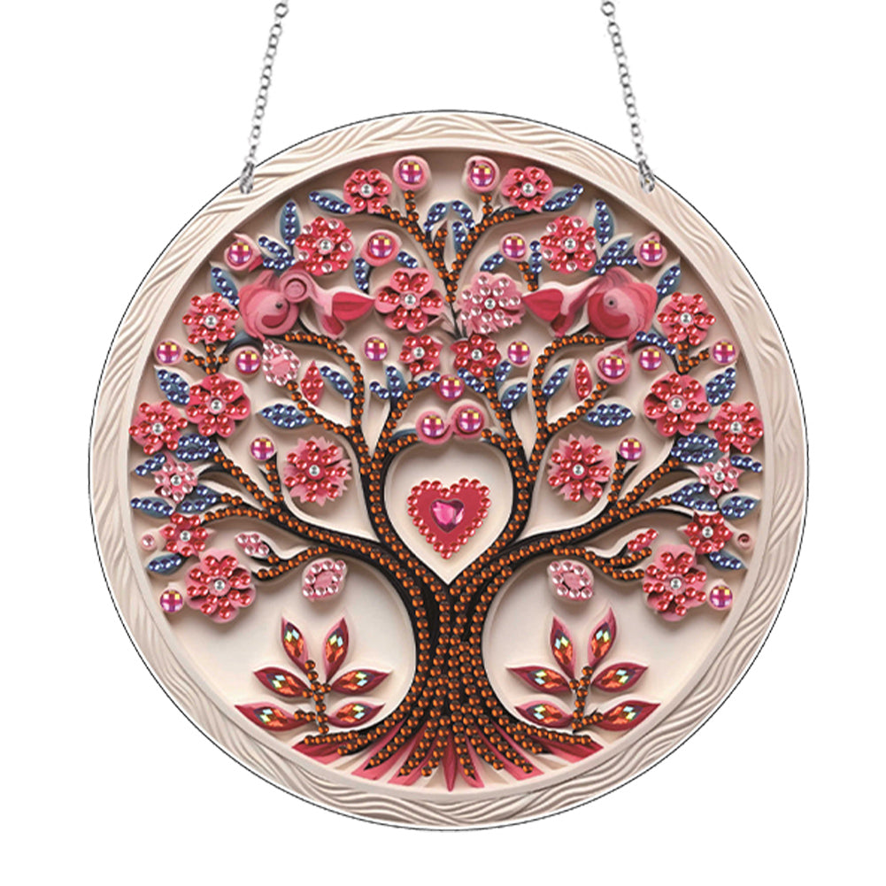 Acrylic Single-Side 5D DIY Flower Diamond Painting Dots Pendant for Window Decor