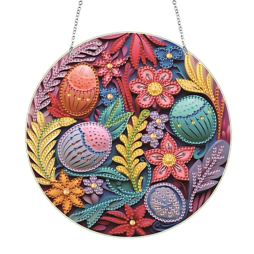 Acrylic Single-Side 5D DIY Flower Diamond Painting Dots Pendant for Window Decor