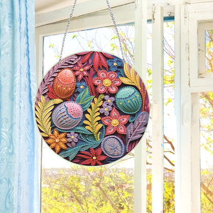 Acrylic Single-Side 5D DIY Flower Diamond Painting Dots Pendant for Window Decor