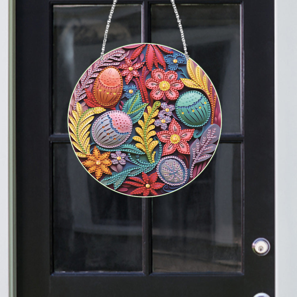 Acrylic Single-Side 5D DIY Flower Diamond Painting Dots Pendant for Window Decor