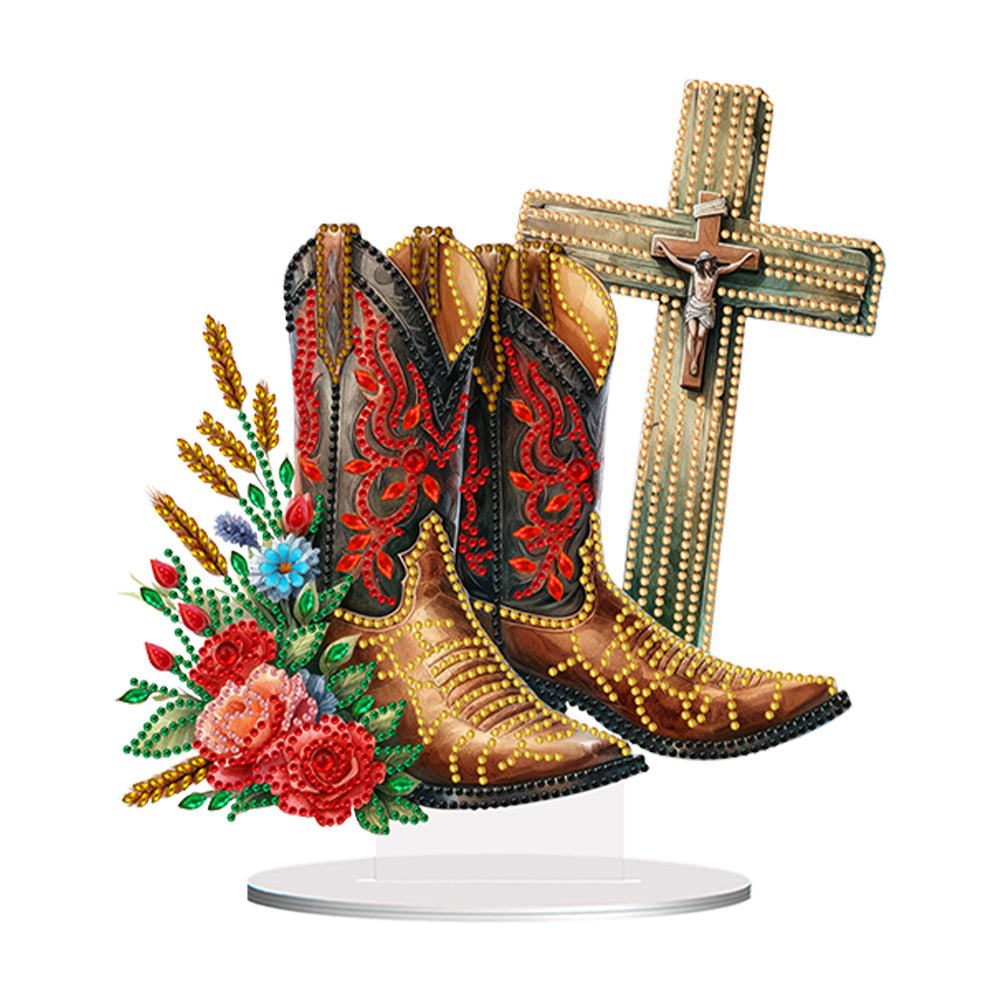 Special Shape Desktop Diamond Art Kits Crucifixion Faith Art for Adults Beginner