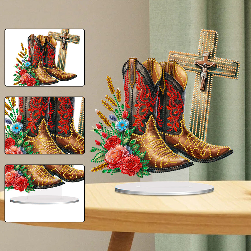 Special Shape Desktop Diamond Art Kits Crucifixion Faith Art for Adults Beginner