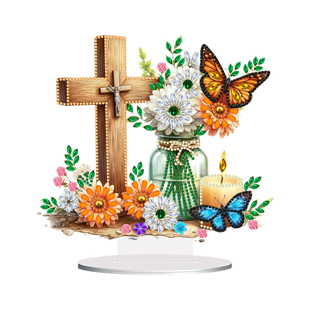 Special Shape Desktop Diamond Art Kits Crucifixion Faith Art for Adults Beginner
