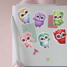 Load image into Gallery viewer, 6 Pcs Gemstone Owl Moon Diamond Painting Fridge Magnetic Stickers for DIY Crafts
