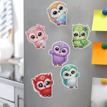 Load image into Gallery viewer, 6 Pcs Gemstone Owl Moon Diamond Painting Fridge Magnetic Stickers for DIY Crafts
