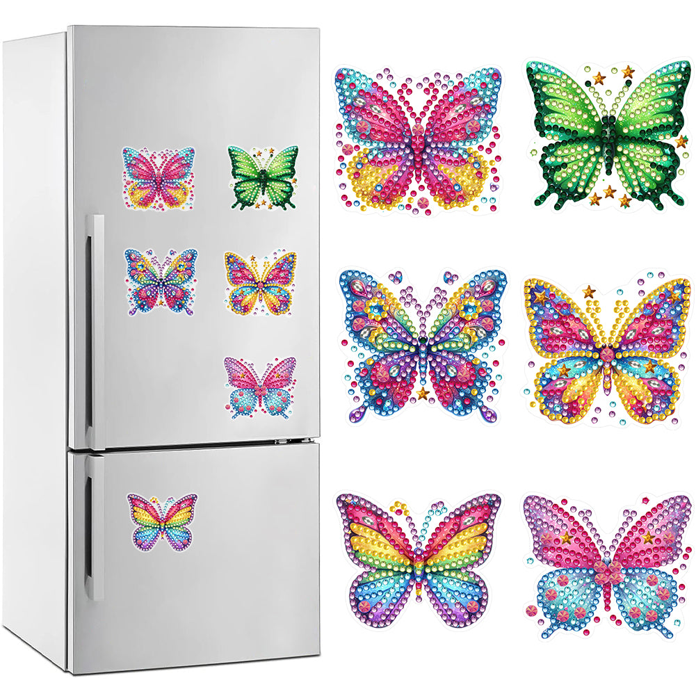 6 Pcs Gemstone Owl Moon Diamond Painting Fridge Magnetic Stickers for DIY Crafts