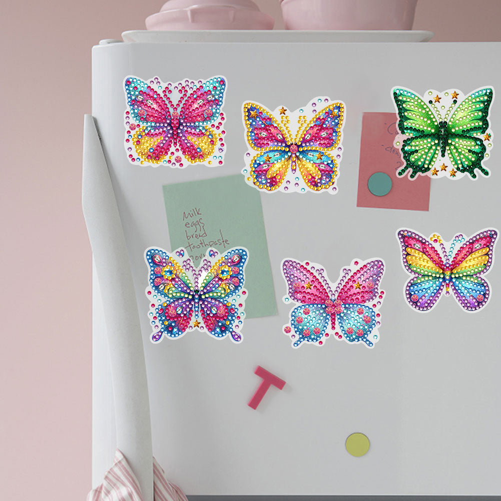 6 Pcs Gemstone Owl Moon Diamond Painting Fridge Magnetic Stickers for DIY Crafts