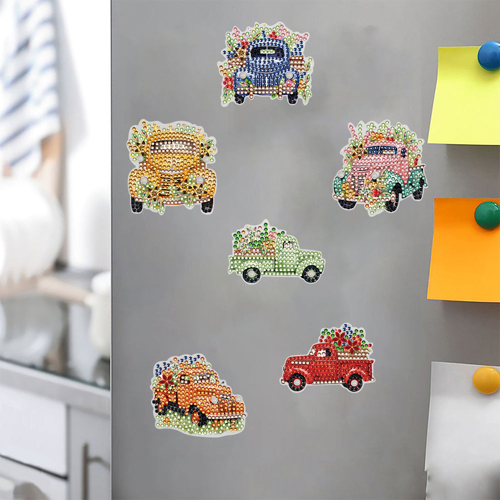 6 Pcs Gemstone Owl Moon Diamond Painting Fridge Magnetic Stickers for DIY Crafts
