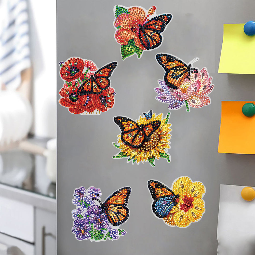 6 Pcs Gemstone Owl Moon Diamond Painting Fridge Magnetic Stickers for DIY Crafts