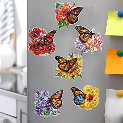 6 Pcs Gemstone Owl Moon Diamond Painting Fridge Magnetic Stickers for DIY Crafts