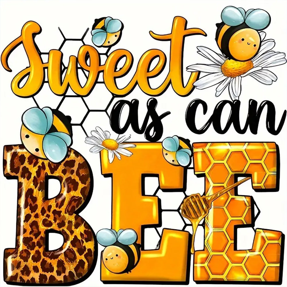 Diamond Painting - Full Round - bee text (30*30CM)