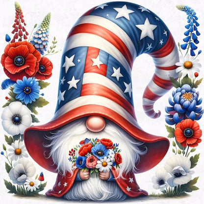Diamond Painting - Full Round - american flag gnome (30*30CM)