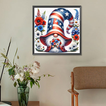 Diamond Painting - Full Round - american flag gnome (30*30CM)