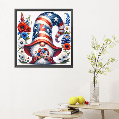 Diamond Painting - Full Round - american flag gnome (30*30CM)