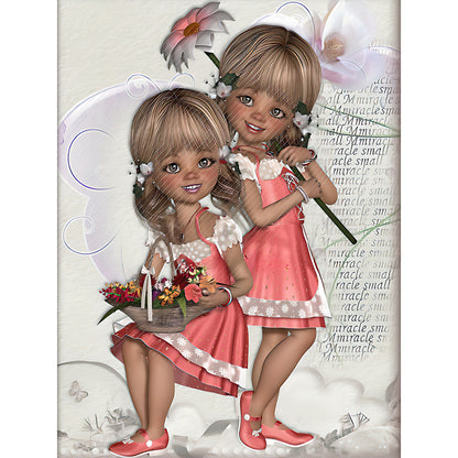 Diamond Painting - Full Round - 3D twin types boy and girl (30*40CM)