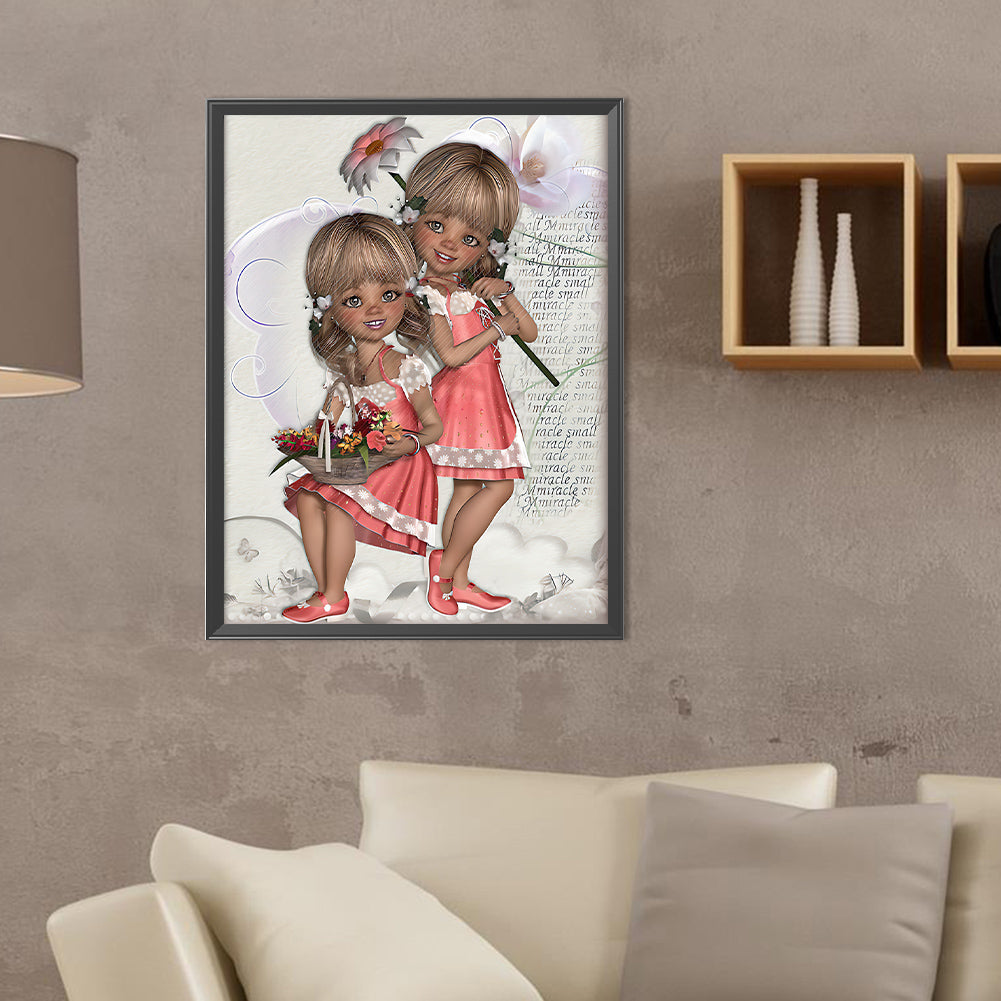 Diamond Painting - Full Round - 3D twin types boy and girl (30*40CM)