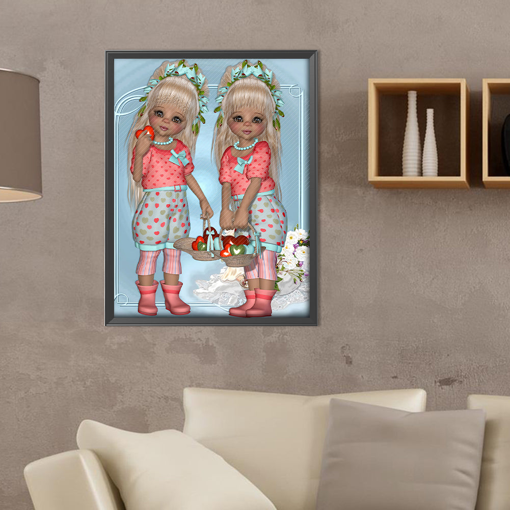 Diamond Painting - Full Round - 3D twin types boy and girl (30*40CM)