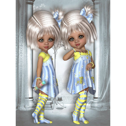 Diamond Painting - Full Round - 3D twin types boy and girl (30*40CM)