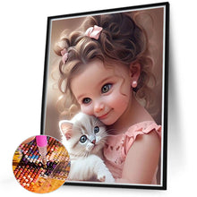 Load image into Gallery viewer, Diamond Painting - Full Round - little girl holding cat (40*50CM)
