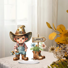 Load image into Gallery viewer, Special Shape Single-Side Gnome Cowboy Kid Diamond Art Tabletop Decor Home Decor
