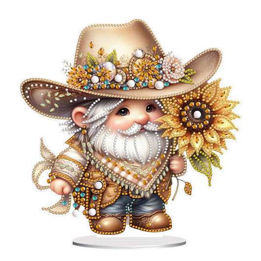 Special Shape Single-Side Gnome Cowboy Kid Diamond Art Tabletop Decor Home Decor
