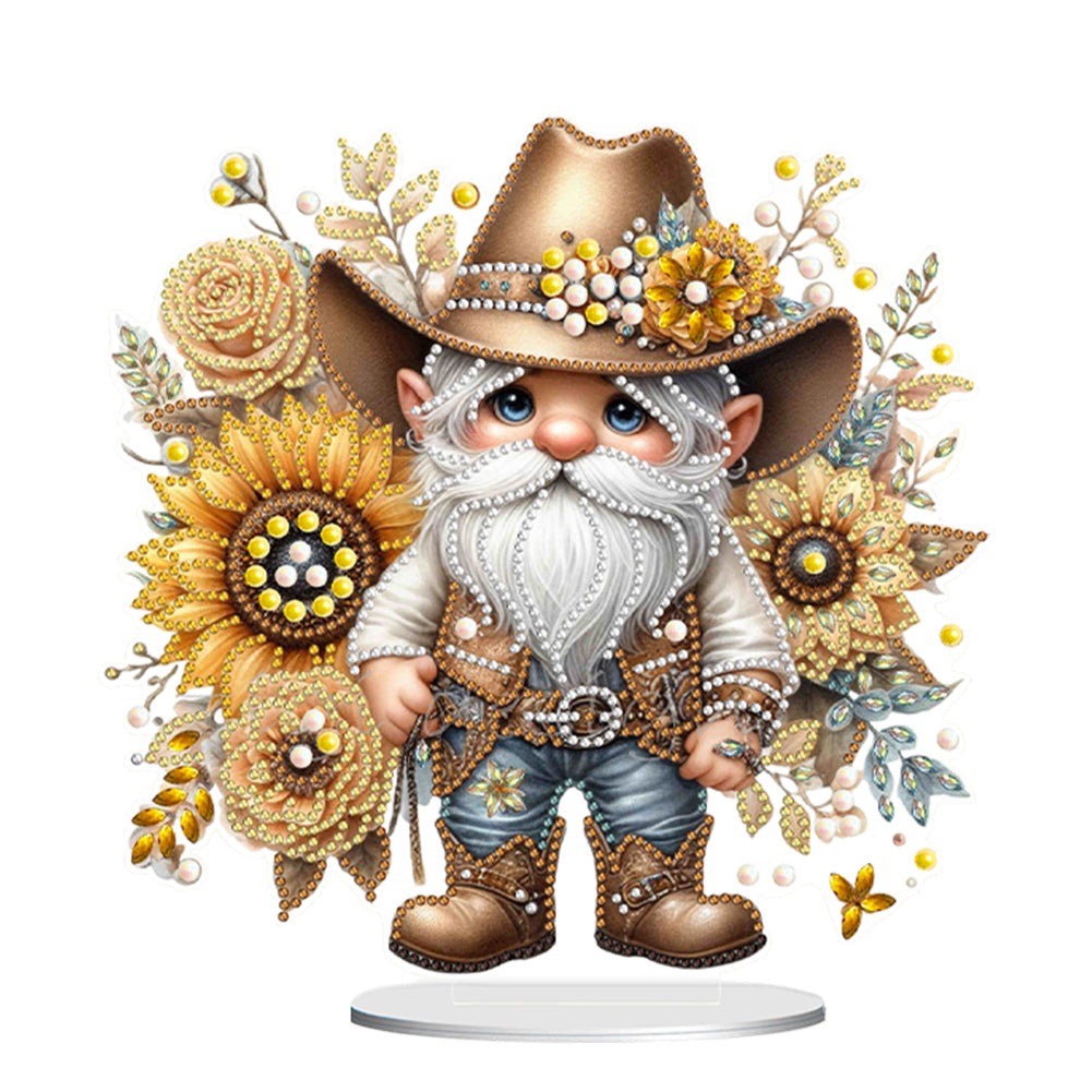 Special Shape Single-Side Gnome Cowboy Kid Diamond Art Tabletop Decor Home Decor