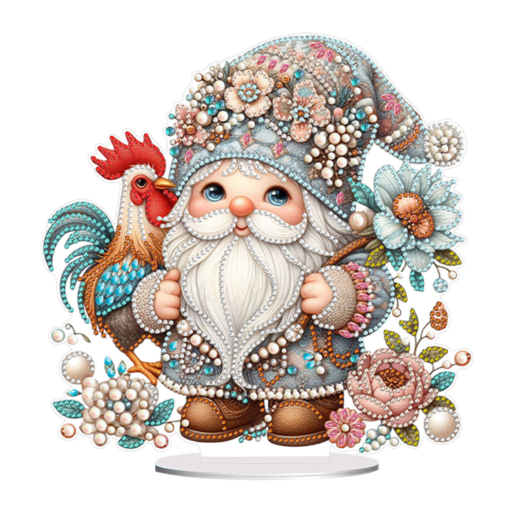 Rooster Gnome Special Shape Diamond Painting Desktop Decorations for Home Decor