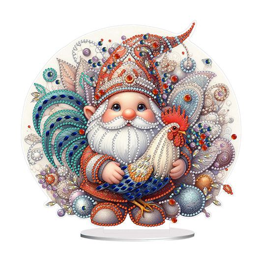 Rooster Gnome Special Shape Diamond Painting Desktop Decorations for Home Decor